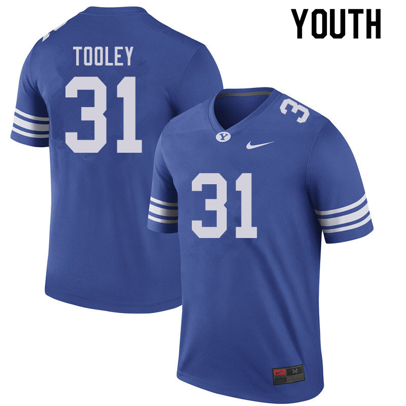 Youth #31 Max Tooley BYU Cougars College Football Jerseys Sale-Royal - Click Image to Close